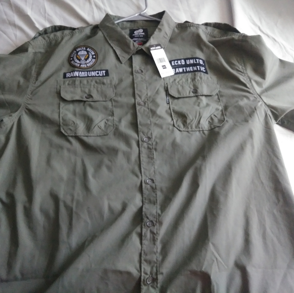Army Green Ecko button up shirt